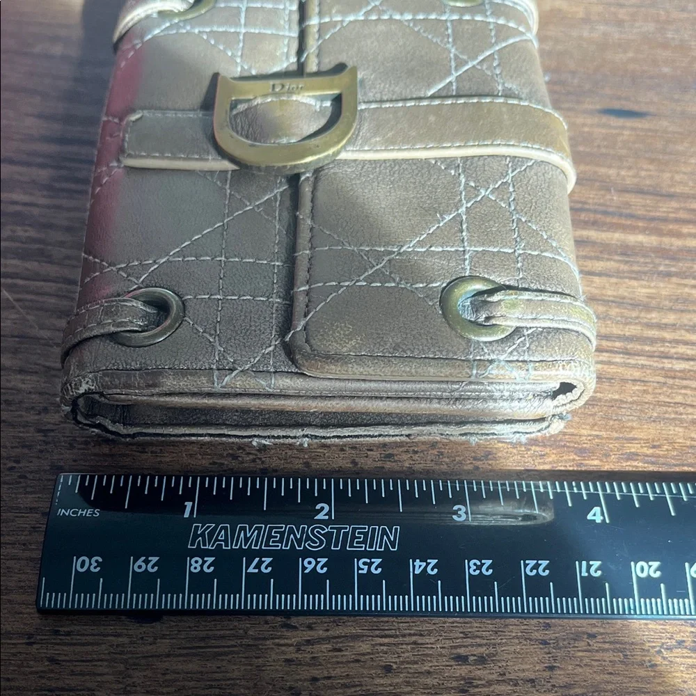 Christian Dior Tan Quilted Leather Wallet